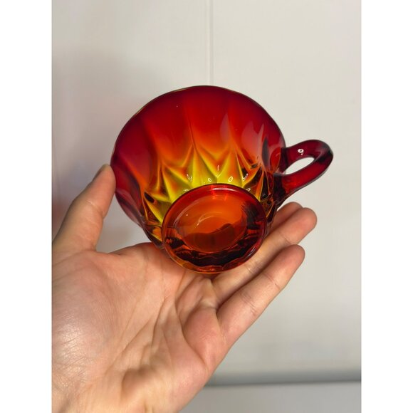 VTG Anchor Hocking Royal Ruby Glass Teacup 2.25"x4" Set of 4 Glassware Amberina - Picture 4 of 7